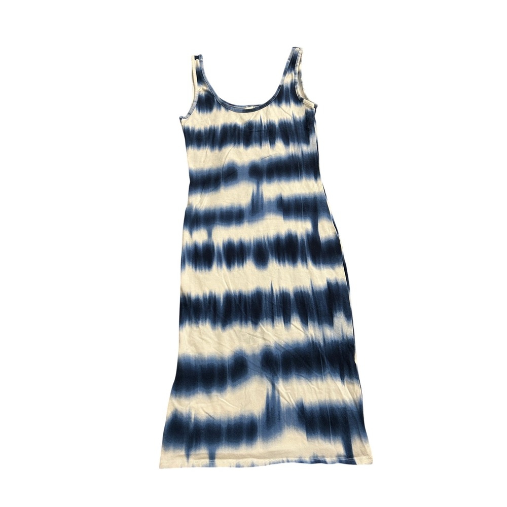 Vintage Sexy Tie Dye Maxi Dress Women Small Blue White Excellent Sleeveless Boho